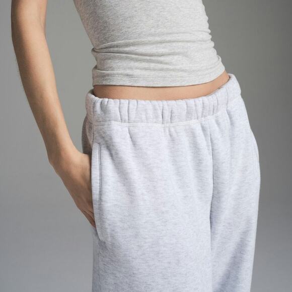 SKIMS Cotton Fleece Classic Straight Leg Pant Light Heather Grey Lounge NEW - Picture 2 of 10